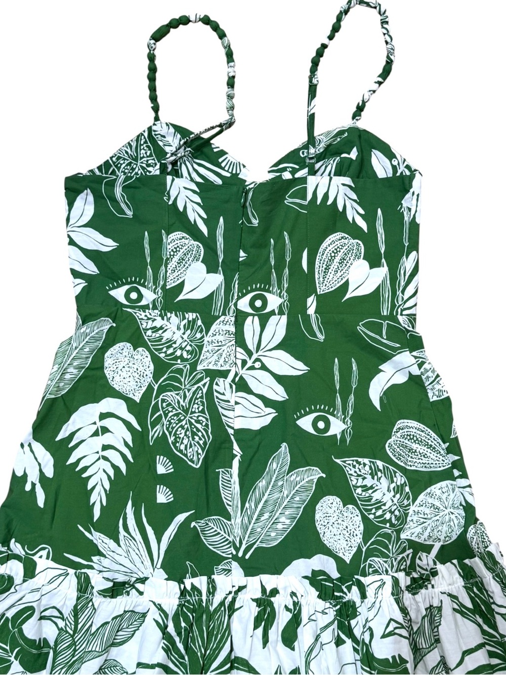 Farm Rio Sz S Dress Forest Soul Mix Midi Green White Sundress Anthropologie - Picture 6 of 11